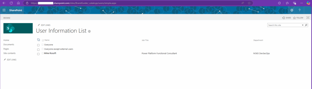image of the Hidden User List page