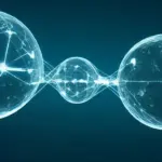 Abstract interconnected glowing spheres design